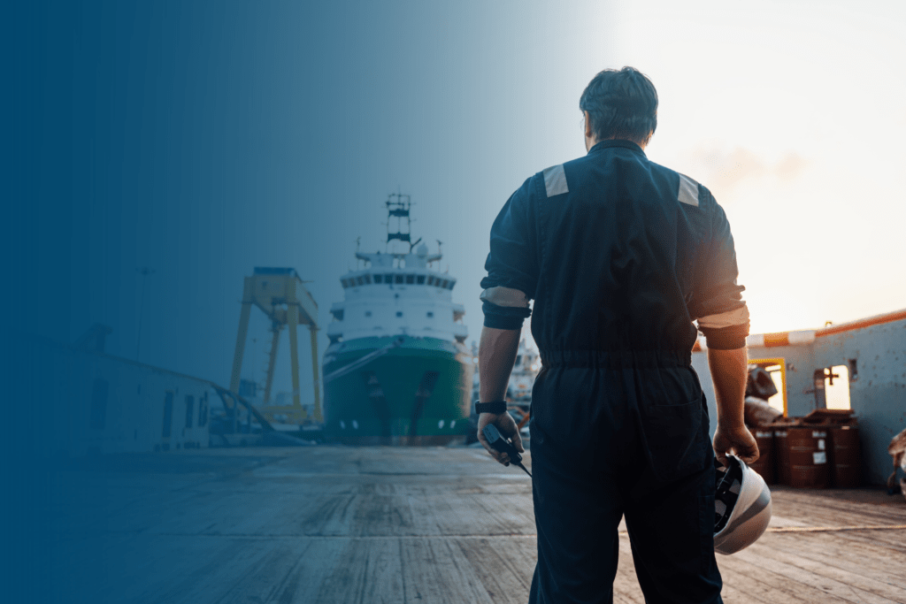Crew member waiting to board the vessel